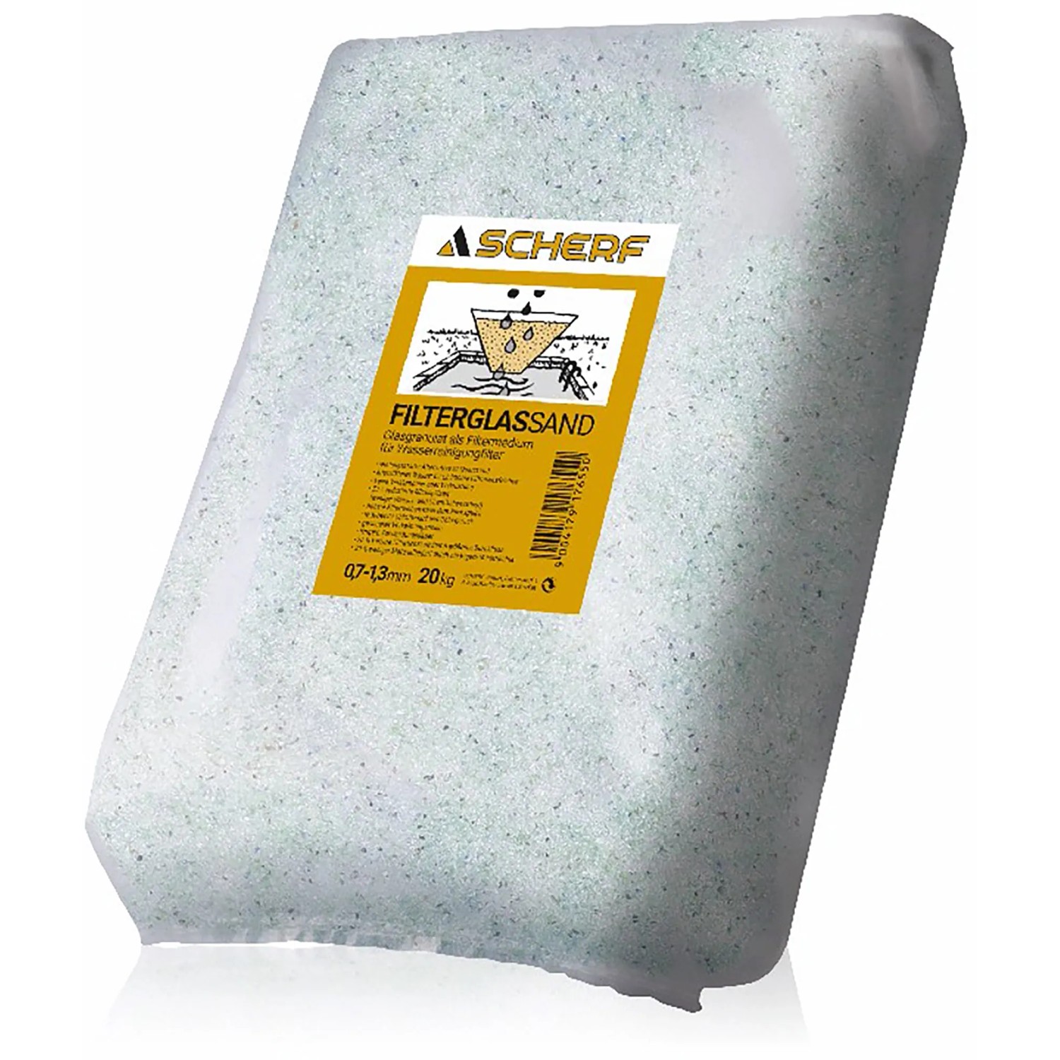 Sack Filterglassand Brechkorn 0,7-1,3 mm, 20 kg, für Pool Filteranlagen.