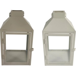 Boltze Laterne Scado, 28 cm, aus Eisen in Grau und Beige, Deko-Highlight für Innen und Außen.