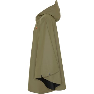 Gardena Regenjacke in Olivgrün, weiter Schnitt mit Kapuze, ideal für Gartenarbeit bei Nieselwetter.