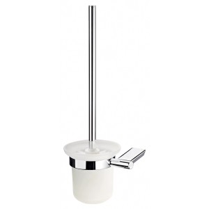 WC-Bürste Veria: Wandmontage, Milchglas-Behälter und Chrom-Halterung für moderne Badezimmer.