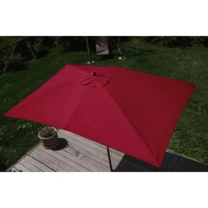 Rechteckiger, bordeauxroter MCW Sonnenschirm Lissabon 3x4m im Garten.