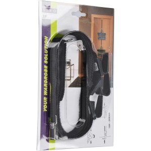 Siro Türgarderobe mit 3 Haken am Textilband, schwarz, höhenverstellbar für Türstärken ab 16mm.