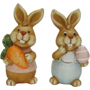 Dekorative Osterhasenfiguren, bunt, 2-fach sortiert, ca. 17 cm hoch.