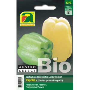 Austrosaat Paprika Saatgut: Grüne und gelbe Paprika der Sorten WE 880 & Gelber Block.