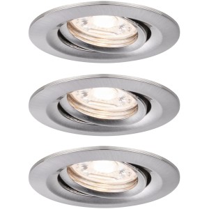 Paulmann LED-Einbaustrahler Nova mini, 3er Set, schwenkbar, Eisen gebürstet, Warmweiß.