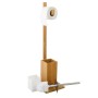 MSV WC-Garnitur aus Bambus mit Toilettenpapierhalter und WC-Bürste in Braun und Silber.