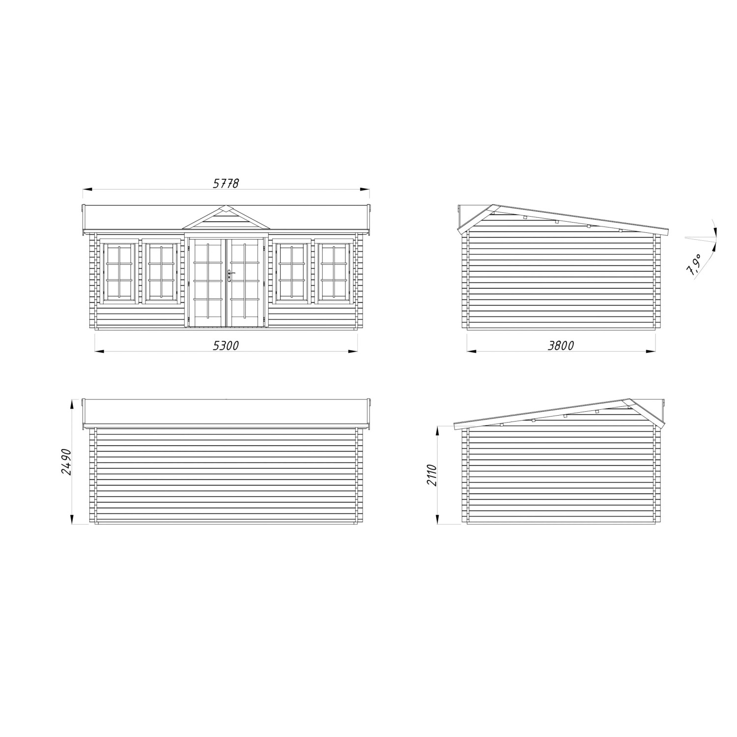 Palmako Gartenhaus Claudia Pent 530 x 380 cm Lackiert Grau-Anthrazit FSC®_5