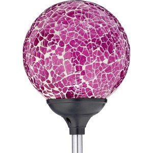 LED-Solarspieß Cori Mosaik Pink: Dekorative Gartenleuchte mit pinkfarbenem Mosaikmuster.