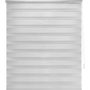 Hellgraues Vario-Rollo Sedano, 100x150 cm, mit transparenten und blickdichten Streifen.