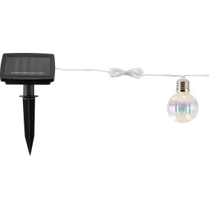 LED Solar-Lichterkette mit 10 Kugeln (Ø 6cm) und Solarpanel für Garten und Balkon.