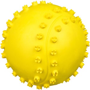 Gelber Jollypaw Ball aus Naturgummi, ø 6 cm, Apportierspielzeug für Hunde.
