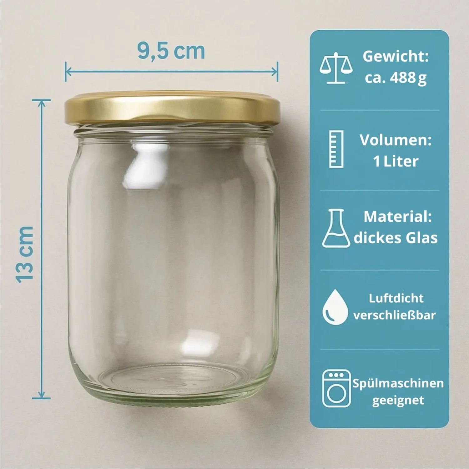BigDean 6 Stück 1 Liter Einmachgläser mit Extra Großer Öffnung MADE IN GERMANY kaufen bei OBI
