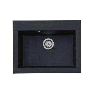Schwarze Respekta Einbauspüle Mineralite Ohio, 66x50 cm, Aufsicht