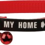 Rotes Trixie Katzenhalsband mit Adresslasche und Glöckchen aus Nylon.