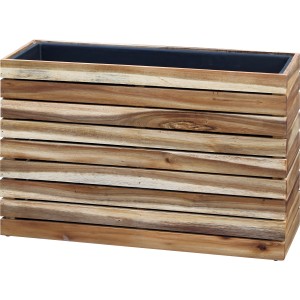 Pflanzkasten aus Akazienholz, 62,5x22,5x41cm, mit Kunststoffeinsatz für Innen- und Außenbereich.