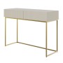 Selsey Veldio Schminktisch 110 cm mit Lamellenfront und Zwei Schubladen Greige mit Goldenen Beinen