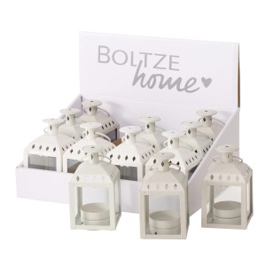 Boltze Laterne Exeter, 3-fach sortiert, grau, 10x6,8x7,5cm. Dekorative Windlichter für Innen und Außen.