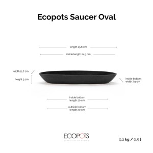 Ecopots Untersetzer Sofia oval Dunkelgrau 26 cm