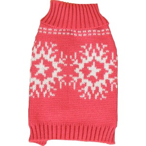 Roter Heim Hundepullover mit Schneeflockenmuster, Größe 30.