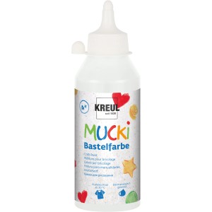 Mucki Bastelfarbe Weiß, 250ml Flasche für Kinder, ideal zum Malen und Basteln.