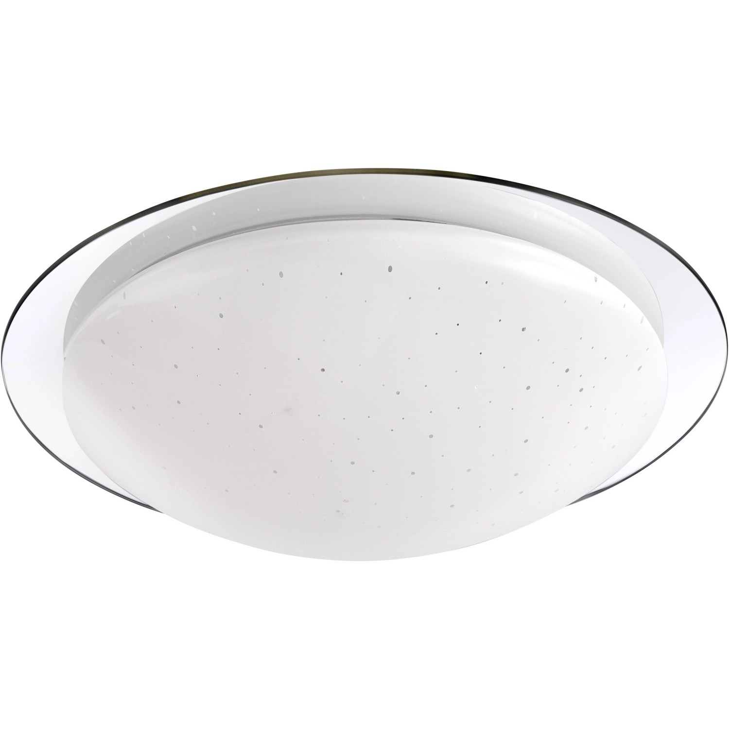 LED-Deckenleuchte Skyler Chrom, Ø 38 cm, mit Sternenhimmel-Optik für stimmungsvolle Beleuchtung.