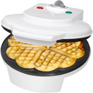 Weißer Waffelautomat WA 3491 mit Waffel auf der Backfläche.