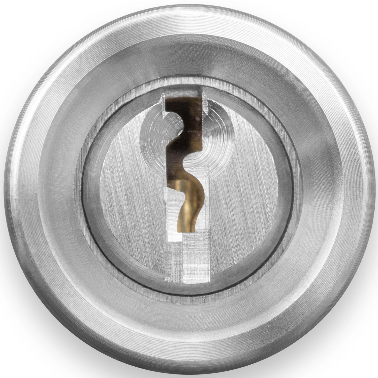 Detailaufnahme des Schließzylinders einer Aluminium Haustür.