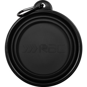 Schwarzer, klappbarer Heim RAC Reisenapf (500ml) mit Karabiner für Hunde.