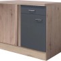 Flex-Well Eck-Unterschrank Morena, 110x60 cm, Basaltgrau/San Remo Eiche, mit Drehtür und Schubkasten.