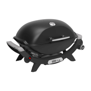 Schwarzer Weber Gasgrill Q2100N mit Deckelthermometer und Alugussgehäuse.