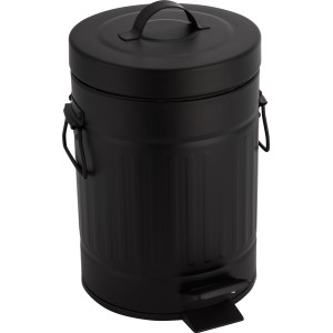 Schwarzer, matter Kosmetikeimer im Retro-Design mit Tretmechanismus, 3 Liter Fassungsvermögen.