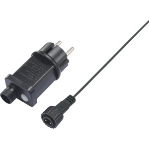 Schwarzer Stecker und grünes Kabel für OBI LED Lichterkette Außen Warmweiß. 230V Anschluss für Garten, Terrasse.