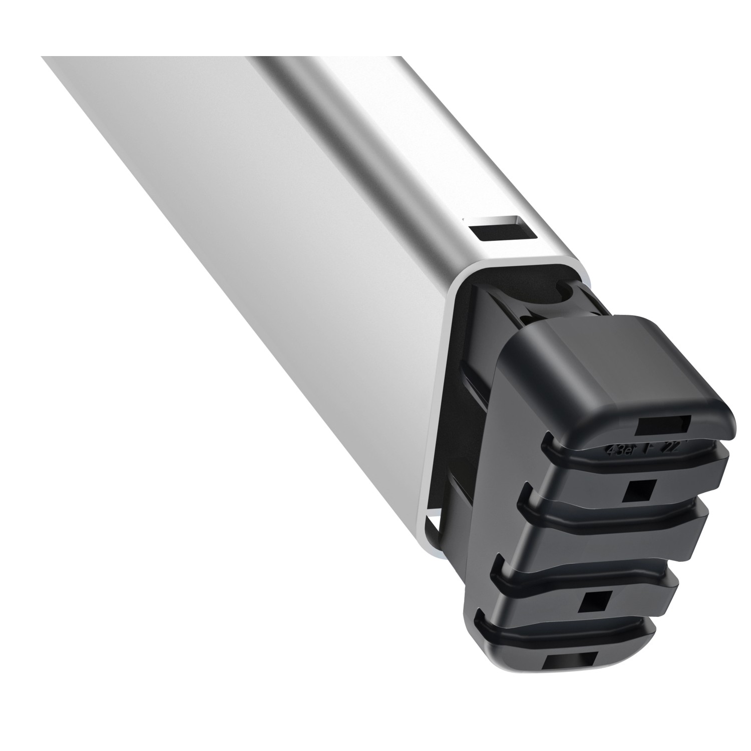 Detailaufnahme des rutschfesten Fußes einer Hailo Alu-Haushaltsleiter XXL Comfortline.