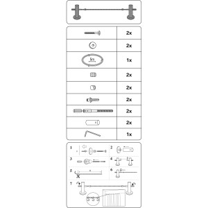 Bestandteile und Montageanleitung der Gardinia Seilspanngarnitur Pavo Chrom 5 m.