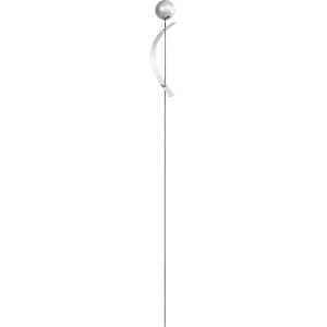 Silberner Gartenstecker mit Kugel, 125 cm hoch, für Beet und Pflanzkübel.