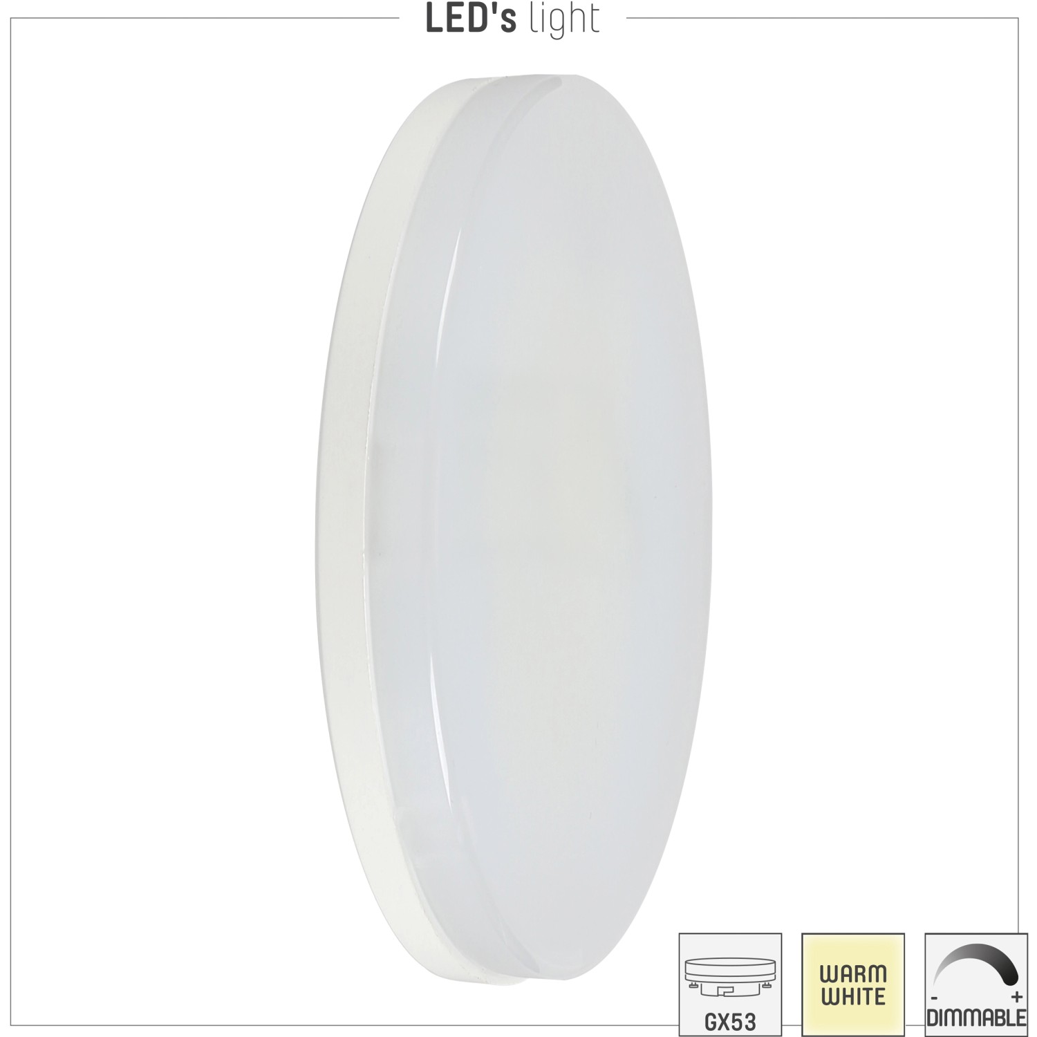 GX53 LED-Leuchtmittel 6,5W, warmweiß und dimmbar.