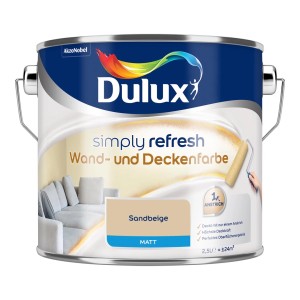 Dulux Simply Refresh Wandfarbe Sandbeige, 2,5 Liter, matte Wand- und Deckenfarbe für Innen.