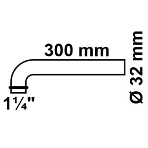 Kirchhoff Abgangsbogen, Chrom, 41,9 mm (1 1/4) x 300 mm x 32 mm, für Siphonanschluss.