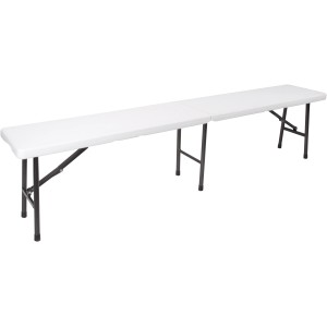 Weiße Perel Klappbank, ideal für Bierzeltgarnituren, mit robustem Stahlgestell.