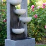 Dobar Design Gartenbrunnen XL Kaskade mit 4 Wasserschalen und LED-Beleuchtung in Steinoptik.