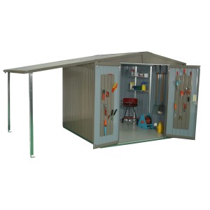 Biohort Seitendach für Gerätehaus Europa, Silber-Metallic. Zusätzliche Stellfläche.
