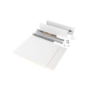 Emuca Schubladegarnitur Vertex für Küche oder Badezimmer Höhe 93 mm mit Einlegeböden Modul 450 mm Weiß Lackiert