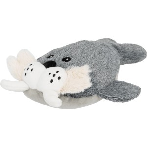 Trixie Hundespielzeug Walross Til, Plüschtier mit Stimme und Raschelfolie, 28 cm.