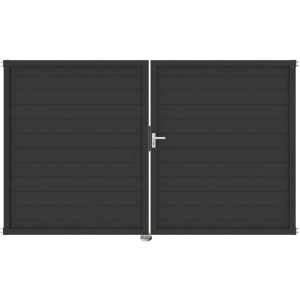 GroJa Lumino Steckzaun Tor, DIN rechts, Anthrazit, 2-flügelig, mit Aluminiumrahmen.