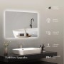 Emke LED-Badspiegel 100x60 cm mit Touchschalter, einstellbarer Helligkeit und 3 Lichtfarben. IP44 Schutz.