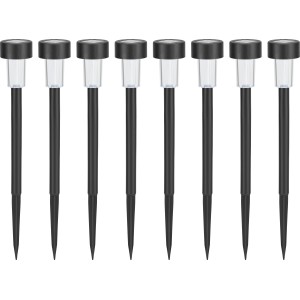 8er-Set Solar-LED-Spieße, Ø 5,5 cm, 40 cm, schwarz, für Garten und Außenbereiche.