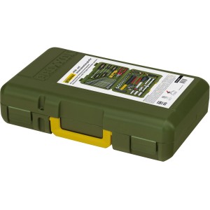 Proxxon Werkzeugkoffer, 47-teilig, grün, mit gelbem Griff. PKW- und Universalwerkzeug.