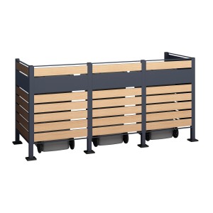 Westmann Mülltonnenverkleidung Planum für 3 Tonnen à 240L, Metall in Holzoptik.