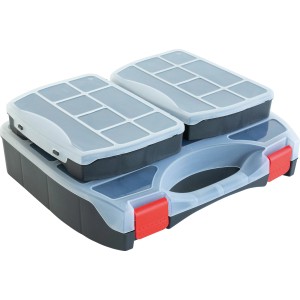 3-teiliges Organizer-Set zur Aufbewahrung: Boxen stapelbar mit transparenten Deckeln.