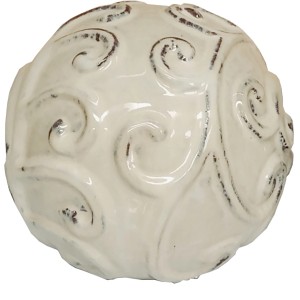 Cremefarbene Kirschke Kugel Cambridge, 20 cm, aus Steingut für die Gartendekoration.